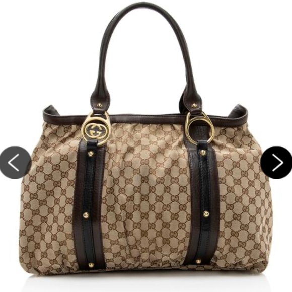 Gucci interlocking tote bag duffle medium large brown travel canvas d - Picture 3 of 14